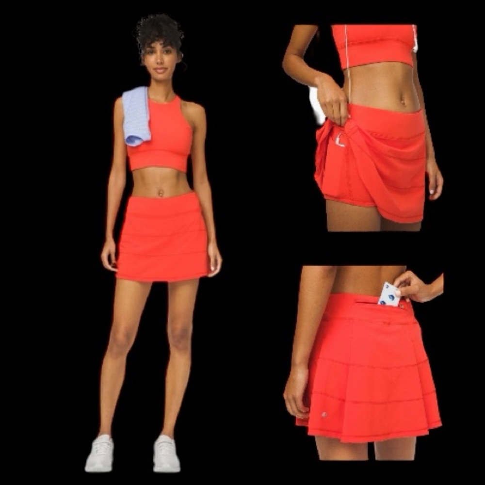 Lululemon Pace Rival Skirt Stretch Thermal Red Sz 9